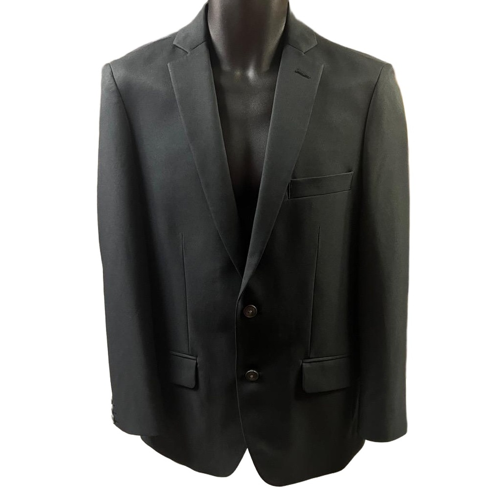 Haggar Jacket Men 38R Black Blazer Single Breasted Notched Lapel Modern Tailored